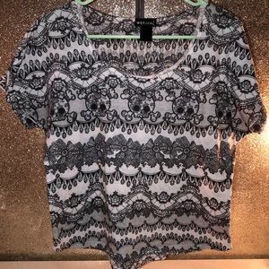 Wet Seal Black and White Lace Top